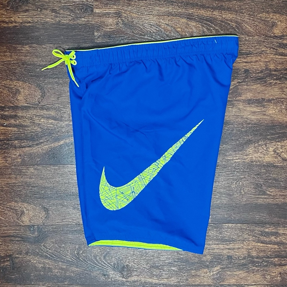 NIKE Boardshorts Mens Sz Medium Mesh Brief Lined Swim Shorts Drawstring Blue